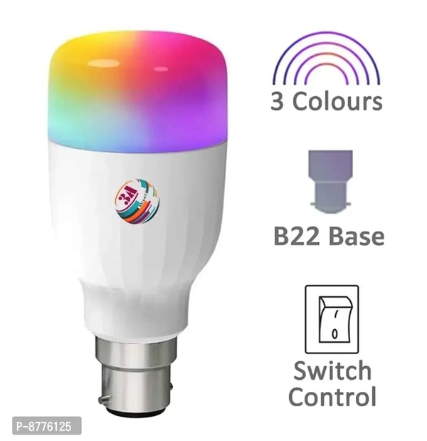 3A Bright 9 Watt B22 Bullet 3 Colour in 1 LED Bulb (Red/Blue/Pink) Pack of 1 - FREE DELIVERY