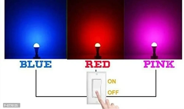 3A Bright 9 Watt B22 Bullet 3 Colour in 1 LED Bulb (Red/Blue/Pink) Pack of 1 - FREE DELIVERY