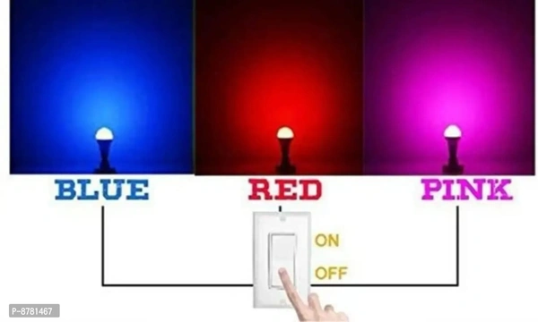 3A Bright 9 Watt B22 Bullet 3Colour in 1 LED Bulb (red/blue/pink, pack of 3)| - FREE DELIVERY