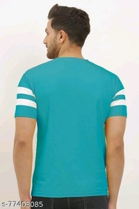 Mens Stylish Striped Round Neckband T-shirt - XXL, FREE DELIVERY