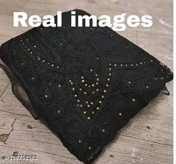 Brasso Net Black cut work Saree With Blouse - Black, FREE DELIVERY
