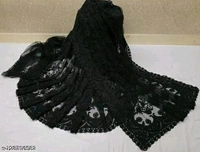Brasso Net Black cut work Saree With Blouse - Black, FREE DELIVERY