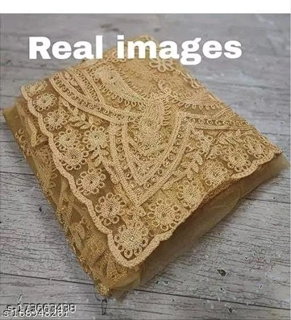 Brasso Net Gold cut Work Saree With Blouse - Golden, FREE DELIVERY