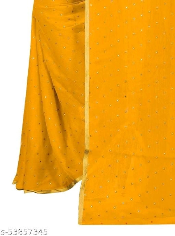 Foil Print Yellow Coloured chiffon Lace Bordered Saree - Yellow, FREE DELIVERY