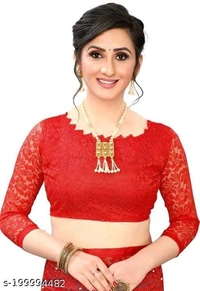 Brasso Net Red Beads & Stone Saree With Blouse - Red, FREE DELIVERY