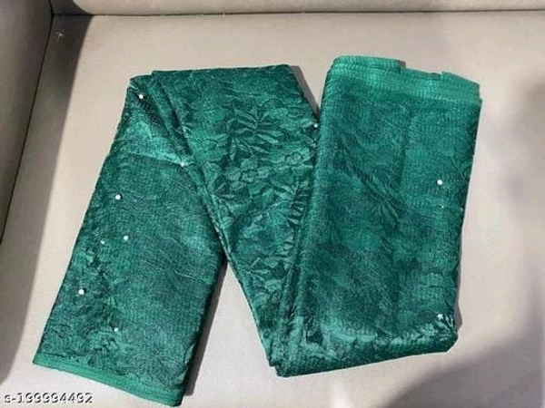 Brasso Net Green Beads & Stone Saree With Blouse - Green, FREE DELIVERY