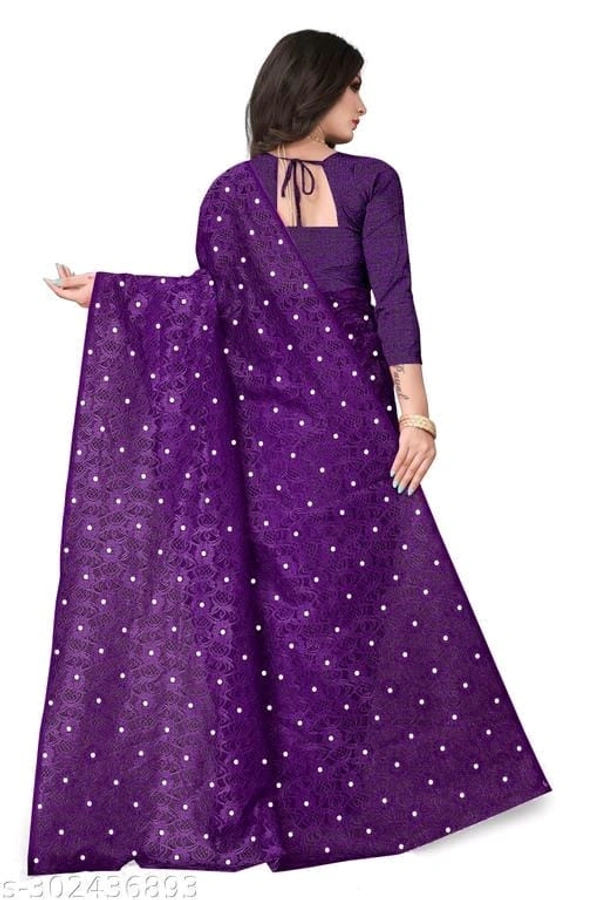 Brasso Net Jecquared Flower Moti - FREE DELIVERY