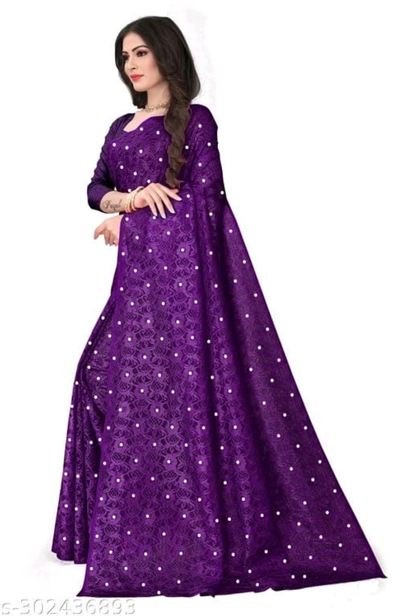 Brasso Net Jecquared Flower Moti - FREE DELIVERY