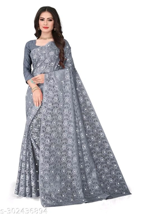 Brasso Net Jecquared Flower Moti - FREE DELIVERY