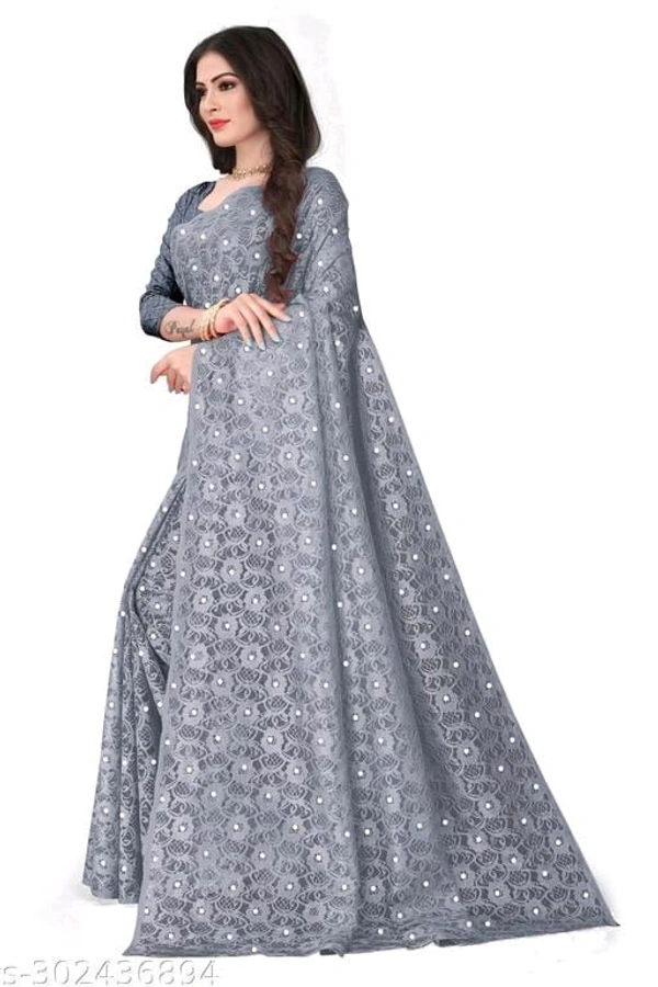 Brasso Net Jecquared Flower Moti - FREE DELIVERY