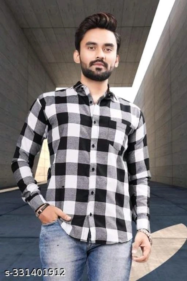 Black and White Checks Casual Wear Formal Shirt - XL, FREE DELIVERY