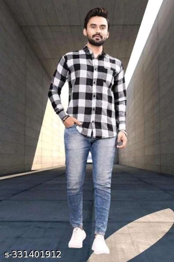 Black and White Checks Casual Wear Formal Shirt - XL, FREE DELIVERY
