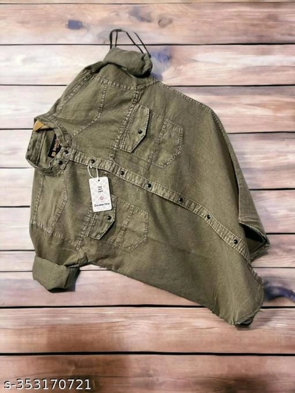 Men Stylish Chinese Collar Double Pocket Shirt - M, FREE DELIVERY