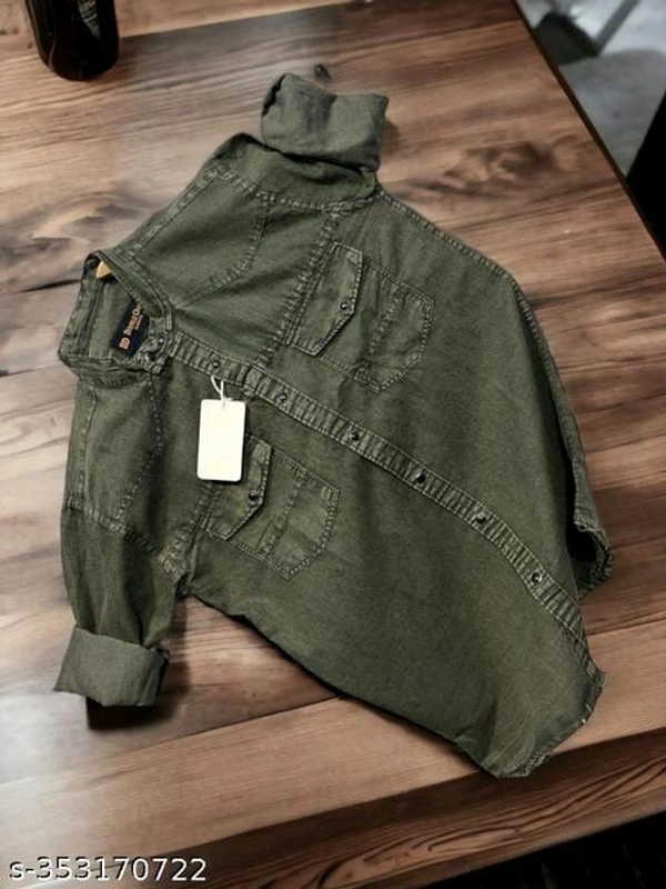 Men Stylish Chinese Collar Double Pocket Shirt - M, FREE DELIVERY