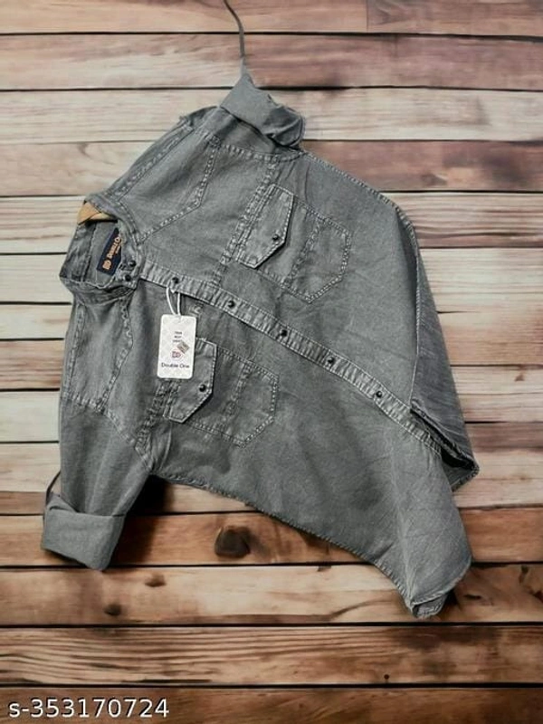 Men Stylish Chinese  Collar Double Pocket Shirt - S, FREE DELIVERY