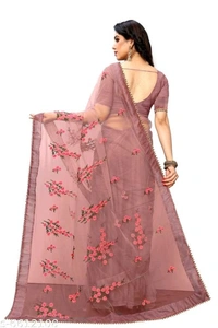 Net Saree With Blouse - FREE DELIVERY