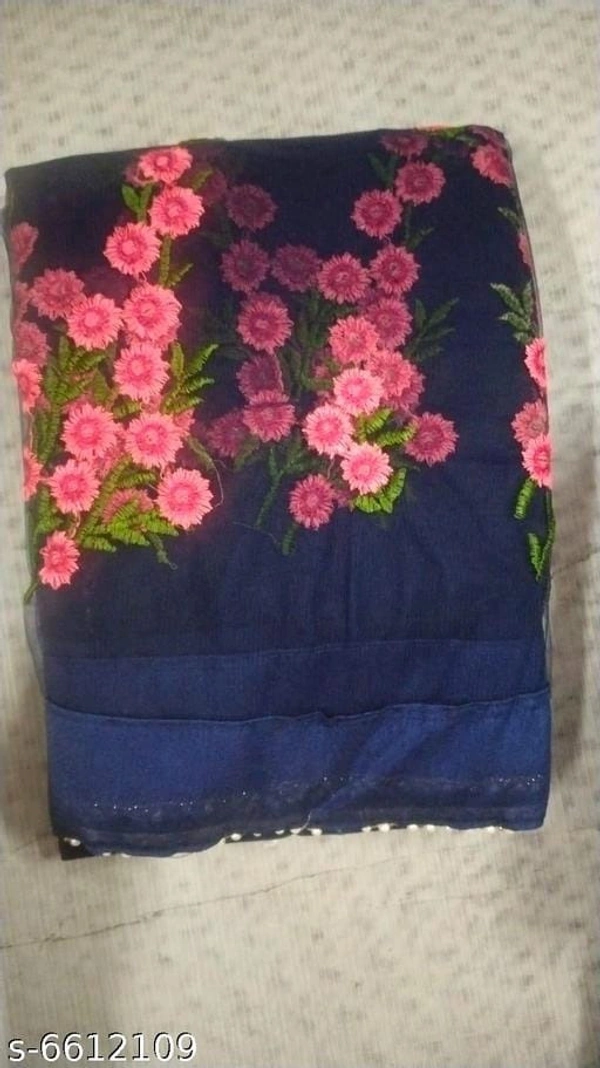 Blue Banarasi Net Saree With Lace Border - FREE DELIVERY