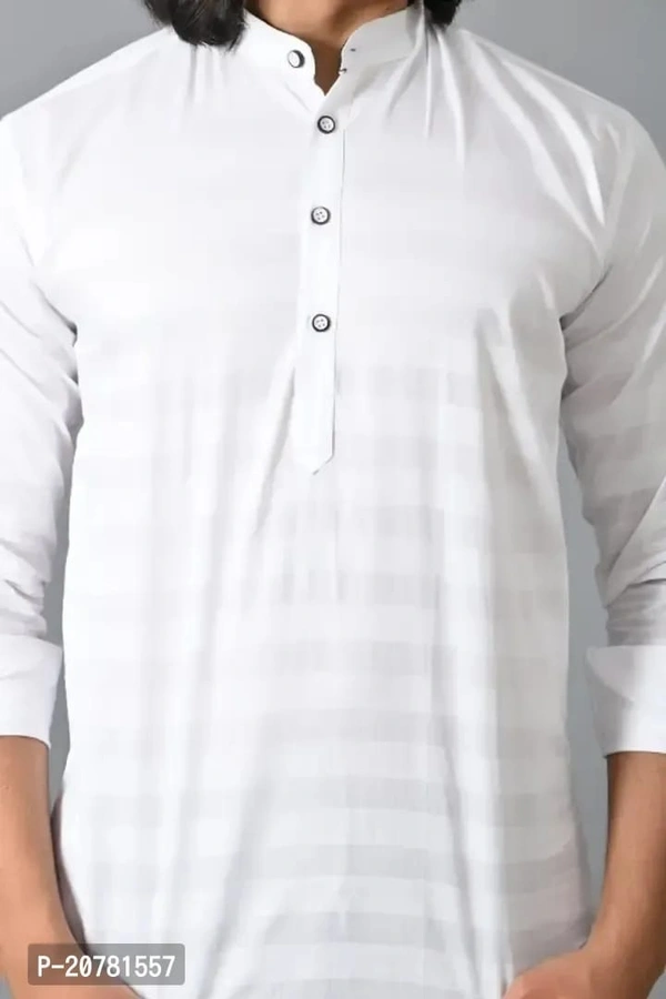 Men Casual Slim Fit Sleeves Cotton Kurta White Color - XL, White, FREE DELIVERY