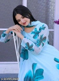 Classic Women Floral Printed Kurti With Dupatta - XL, FREE DELIVERY