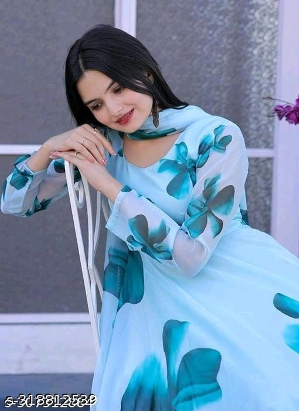 Classic Women Floral Printed Kurti With Dupatta - XL, FREE DELIVERY