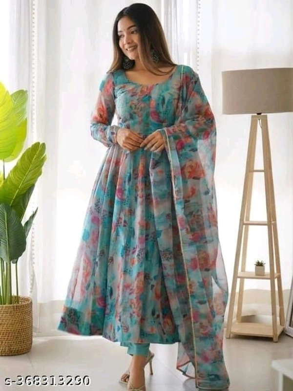 Georgette Gown For Women With Dupatta - M, FREE DELIVERY