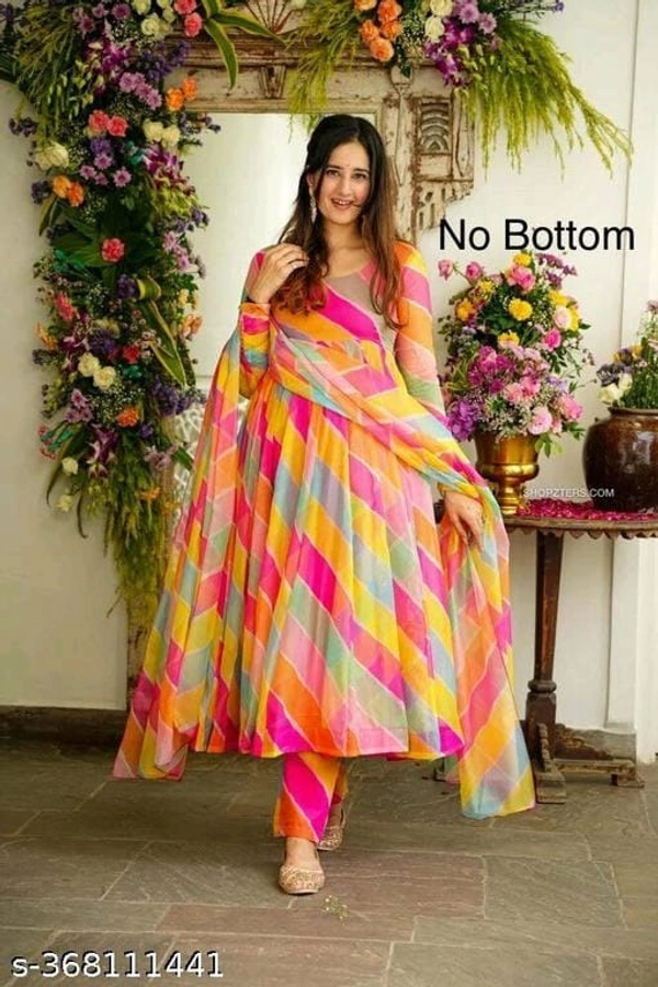 Georgette Leheriya Gown With Dupatta - XXL, FREE DELIVERY