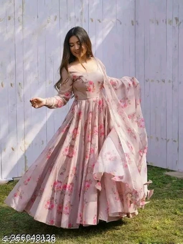Georgette Gown For Women With Dupatta - XXL, FREE DELIVERY