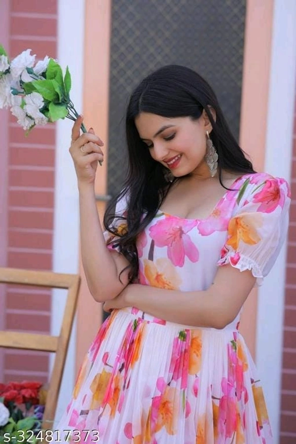 Women Printed Gown - L, FREE DELIVERY