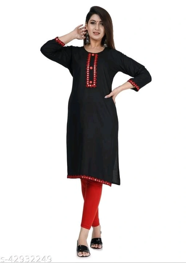 Rayon Solid Black Kurti For Women and Girls - M, FREE DELIVERY