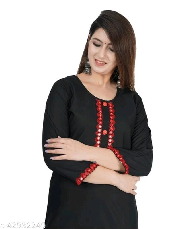 Rayon Solid Black Kurti For Women and Girls - M, FREE DELIVERY