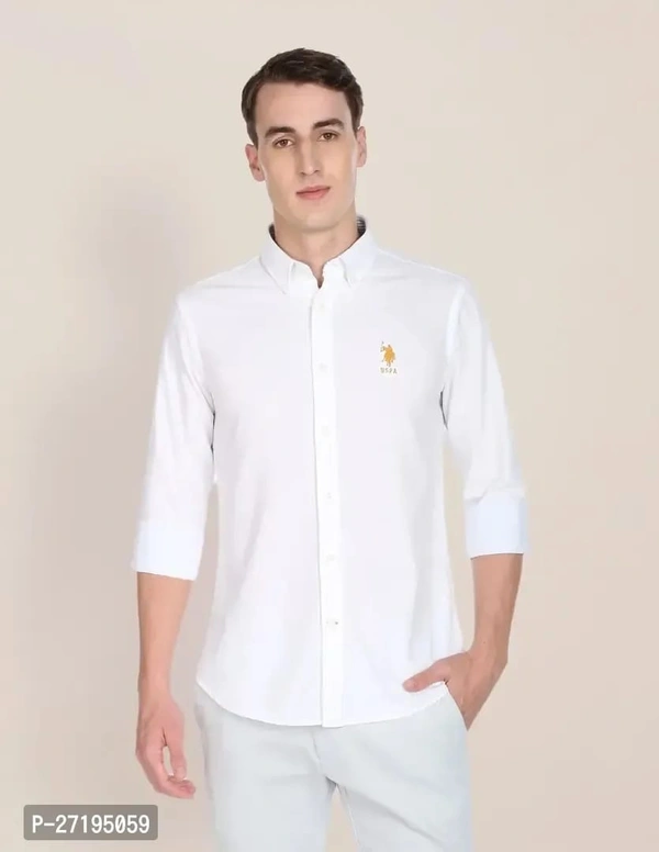 Men Regiular Fit Collar Casual Shirt - L, White, FREE DELIVERY