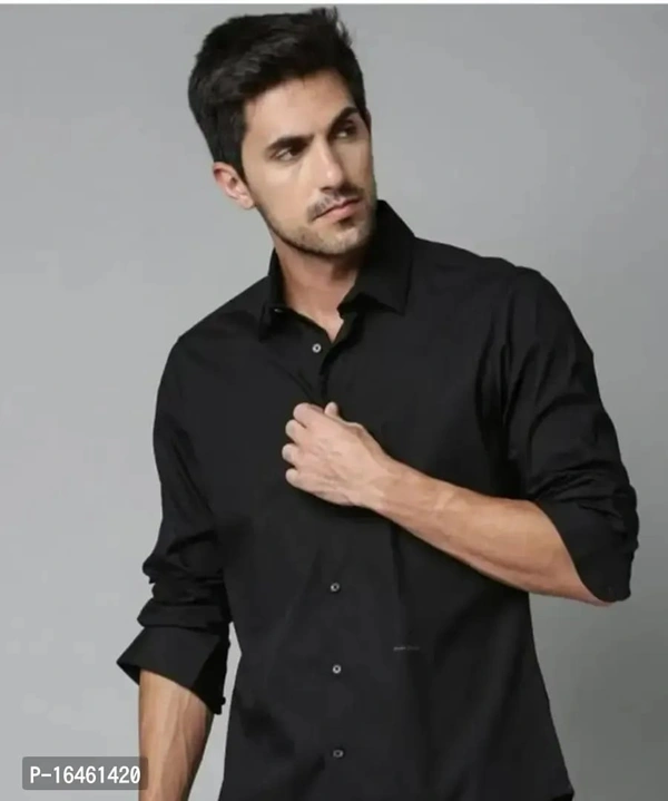 Stylish Cotton Casual Solid Shirts - XL, Black, FREE DELIVERY