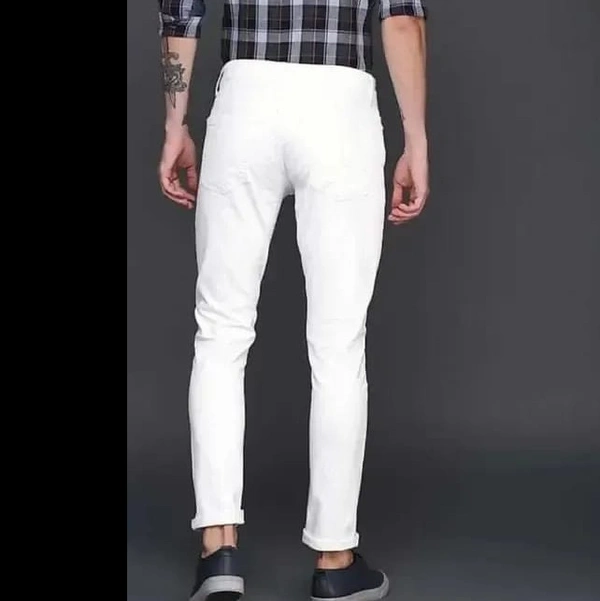 Stylish Cotton Blend Mid-Rise Jeans For Men - 36, White, FREE DELIVERY