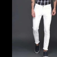 Stylish Cotton Blend Mid-Rise Jeans For Men - 36, White, FREE DELIVERY