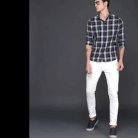Stylish Cotton Blend Mid-Rise Jeans For Men - 36, White, FREE DELIVERY