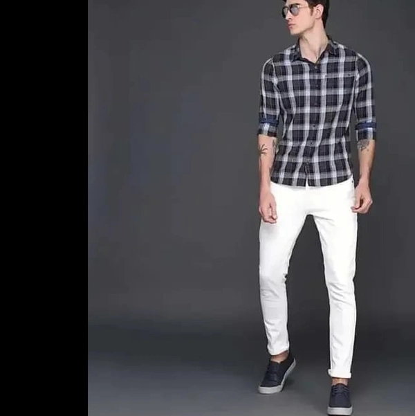 Stylish Cotton Blend Mid-Rise Jeans For Men - 36, White, FREE DELIVERY