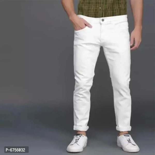 Mens White Fit Jeans - 32, White, FREE DELIVERY