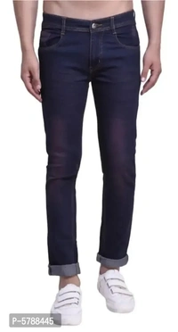 Navy Blue Denim Mid Rise Jens Fo Men - 34, FREE DELIVERY