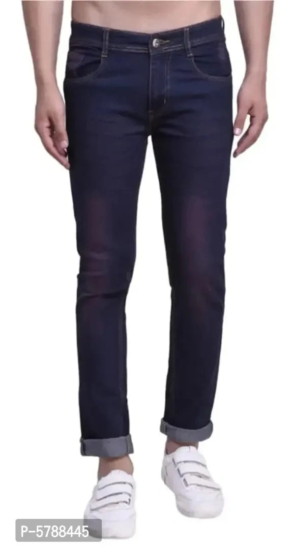 Navy Blue Denim Mid Rise Jens Fo Men - 34, FREE DELIVERY