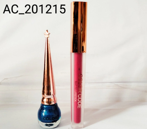 HR COSMETIC Makeup Blue Colour Eyeliner And Red Colour Lipstick Combo Set Pack Of 2 - EYELINER, LIPSTICK, Blue Red