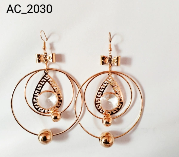 HR COSMETIC FASHION FA ARTIFICAL STONE WORK EARRING SET - EARRING, GOLD