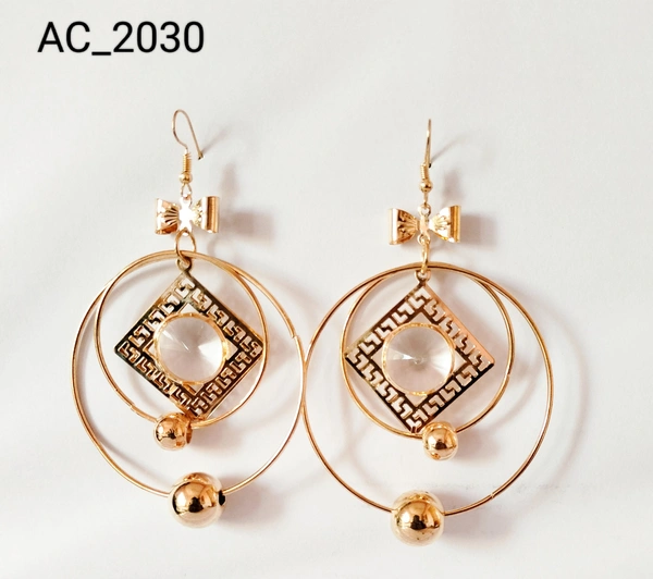 HR COSMETIC FASHION FA ARTIFICAL STONE WORK EARRING SET  - FREE SIZE, GOLDEN