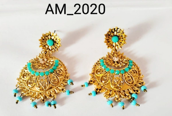HR COSMETIC FASHION FA EARRING SET  - FREE SIZE, GLDEN BLUE