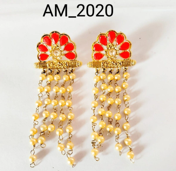 HR COSMETIC FASHION FA RED AND MOTIE STONE EARRIG SET  - EARRING, RED