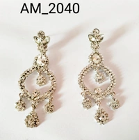 HR COSMETIC FASHION FA WHITE COLOURS STONE WORK EARRING SET THREE DESIGNE  - EARRINGS, WHITE