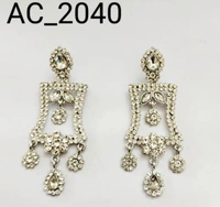 HR COSMETIC FASHION FA WHITE COLOURS STONE WORK EARRING SET THREE DESIGNE  - EARRINGS, WHITE