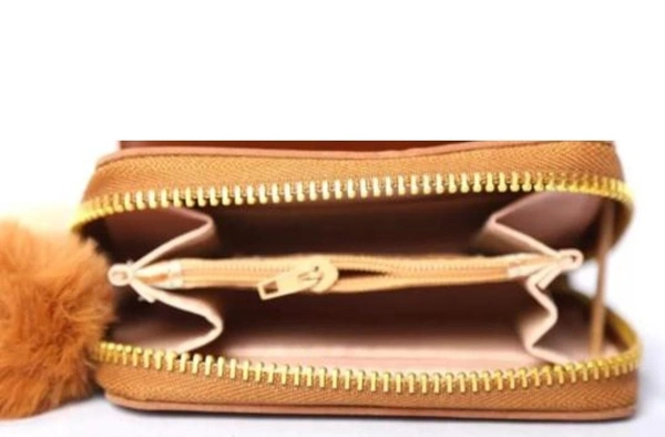 HR COSMETIC Women Beige Genuine Leather Wallet  (2 Card Slots) - Woman Pocket Wallet, PEACH