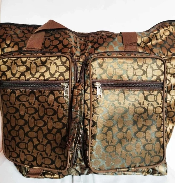 HR COSMETIC WOMAN HAND BAGS SHOULDER BAG FRENT TWO POCKET AND ONE ZIPE SIMPLE STYLE LOKKING  - Shopping Bags, BROWN