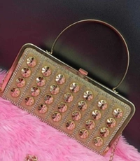 HR COSMETIC Woman Hand Bags (Hand Bags, Shoulder Bags, Side Bags) - Party Ware, GOLDEN
