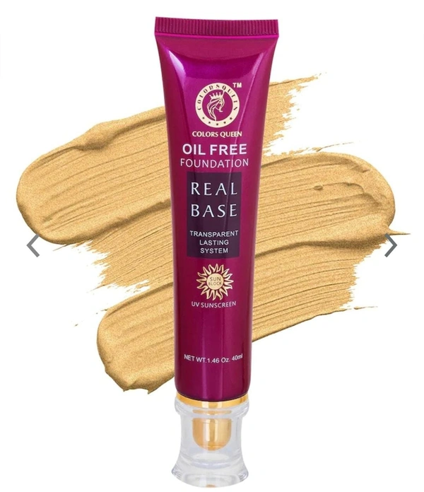 COLORS QUEEN Colors Queen Real Base Oil Free Water Proof Foundation 40ml - FREE SIZE, CREAM